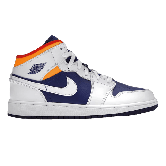 Nike Air Jordan 1 Mid White Laser Orange Deep Royal Blue (GS)