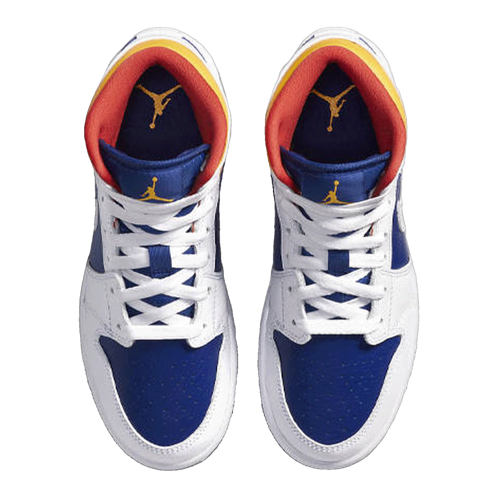 Nike Air Jordan 1 Mid White Laser Orange Deep Royal Blue (GS) Oben