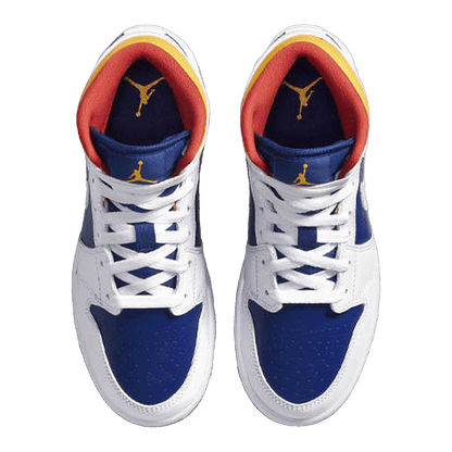 Nike Air Jordan 1 Mid White Laser Orange Deep Royal Blue (GS) Oben
