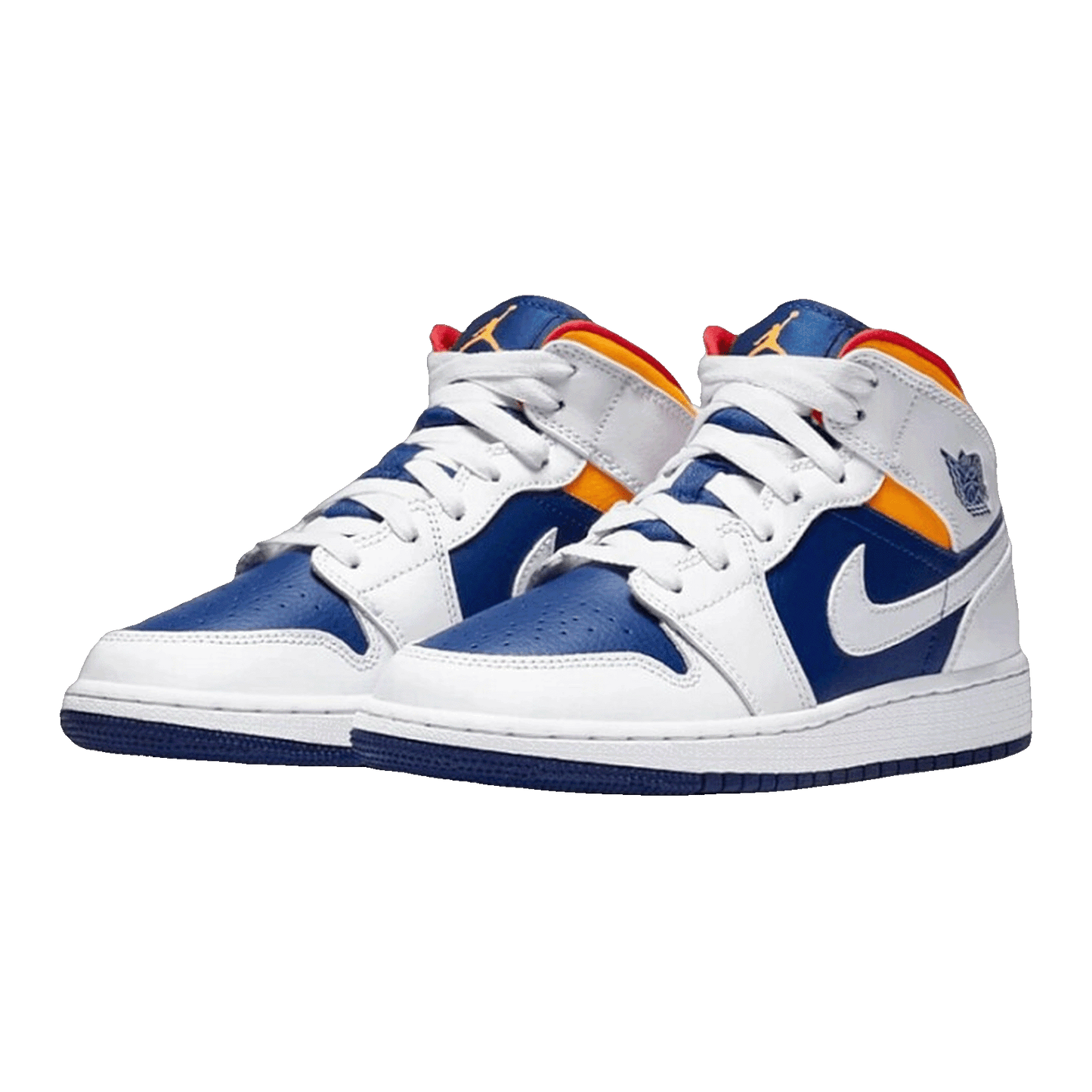 Nike Air Jordan 1 Mid White Laser Orange Deep Royal Blue (GS) Side