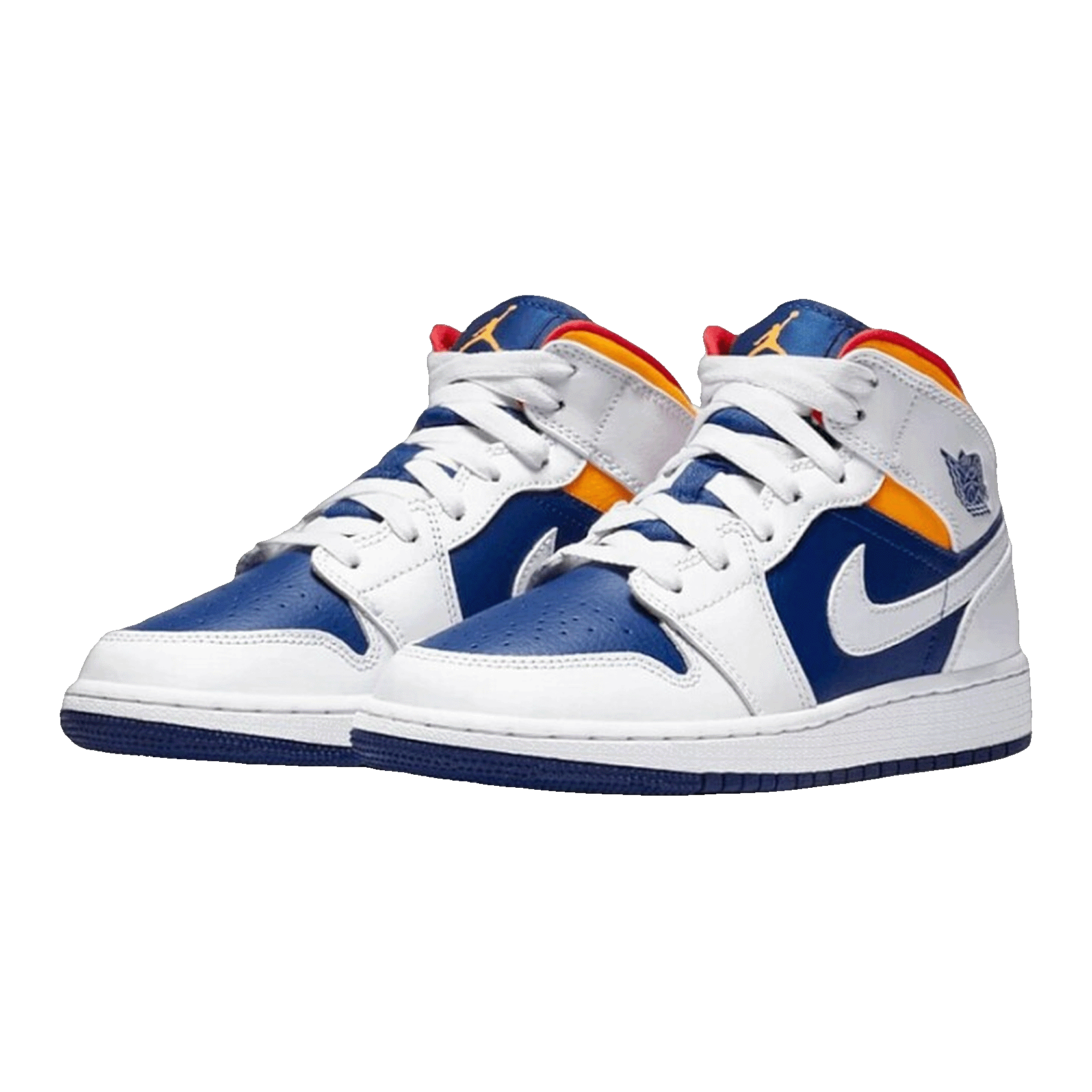 Nike Air Jordan 1 Mid White Laser Orange Deep Royal Blue (GS) Side