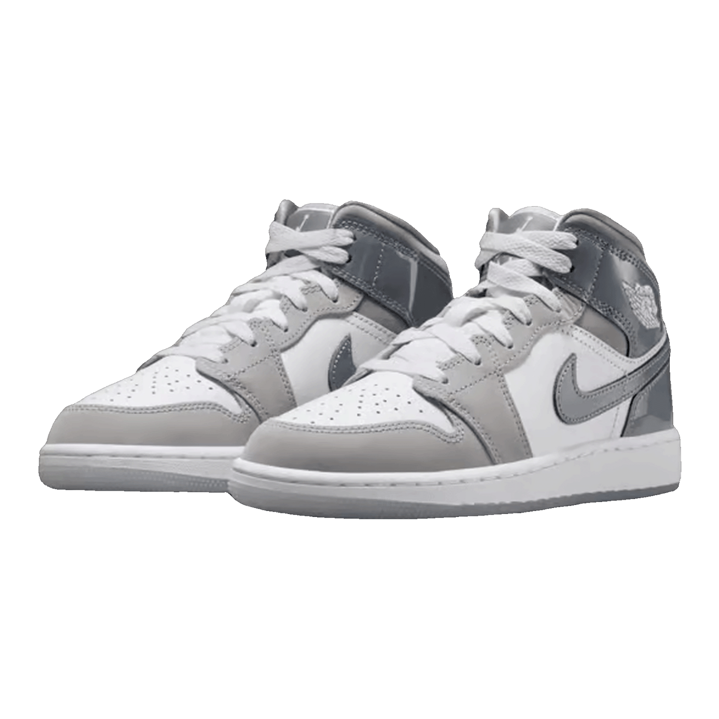 Nike Air Jordan 1 Mid White Medium Cool Grey (GS) Side