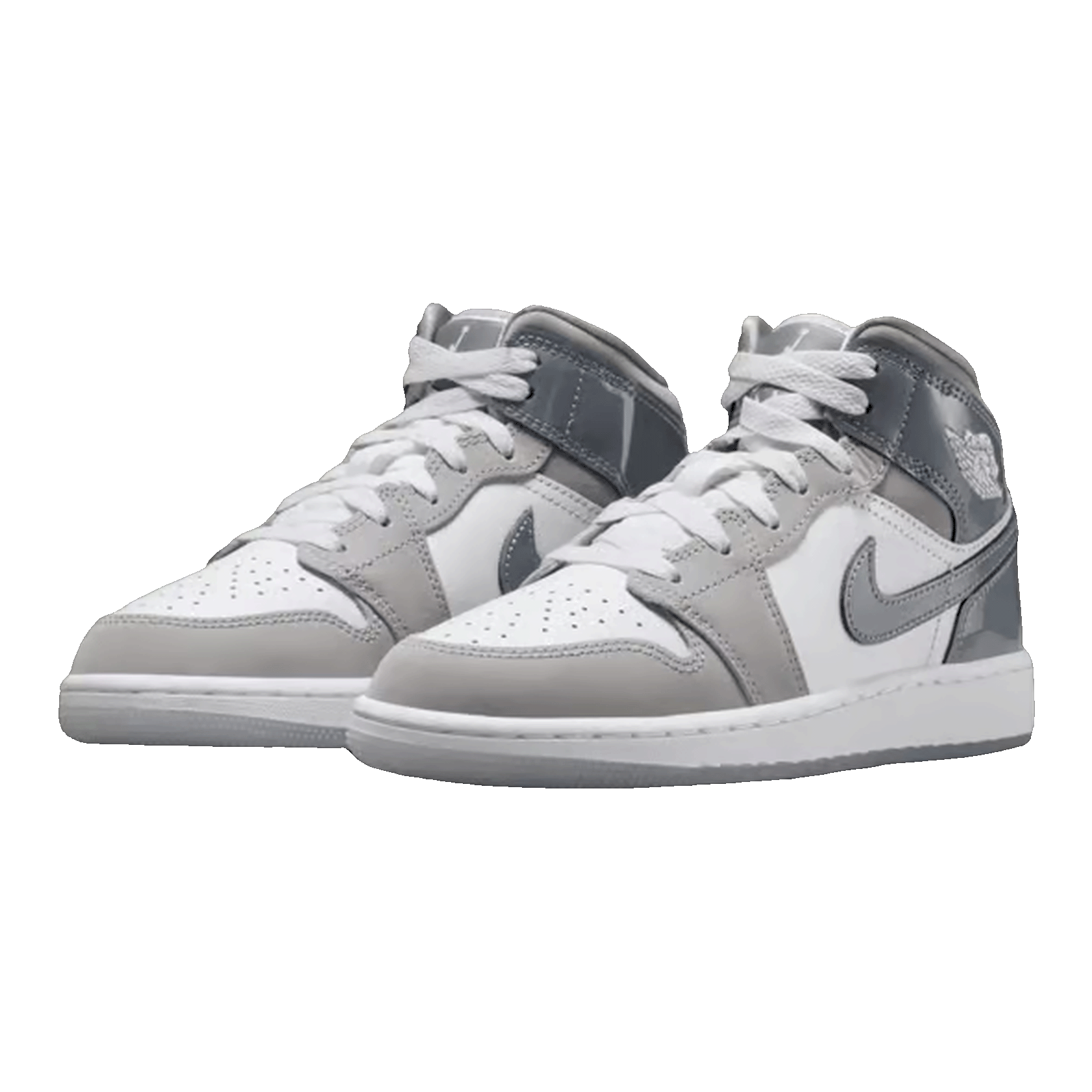 Nike Air Jordan 1 Mid White Medium Cool Grey (GS) Side