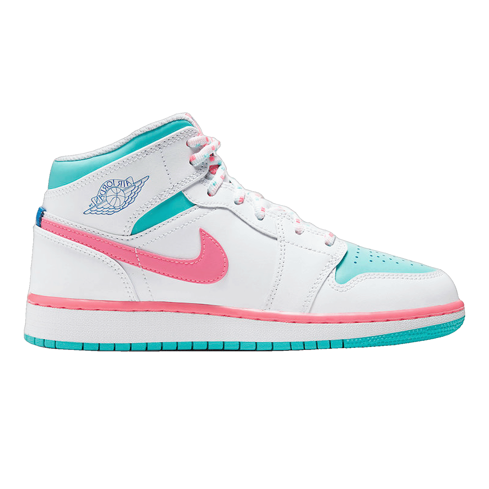Nike Air Jordan 1 Mid White Pink Green Soar (GS)