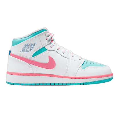 Nike Air Jordan 1 Mid White Pink Green Soar (GS)