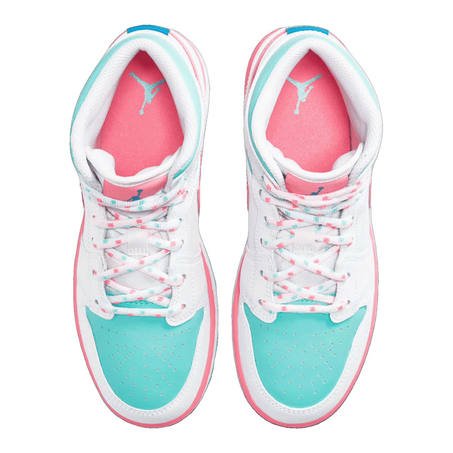 Nike Air Jordan 1 Mid White Pink Green Soar (GS) Oben