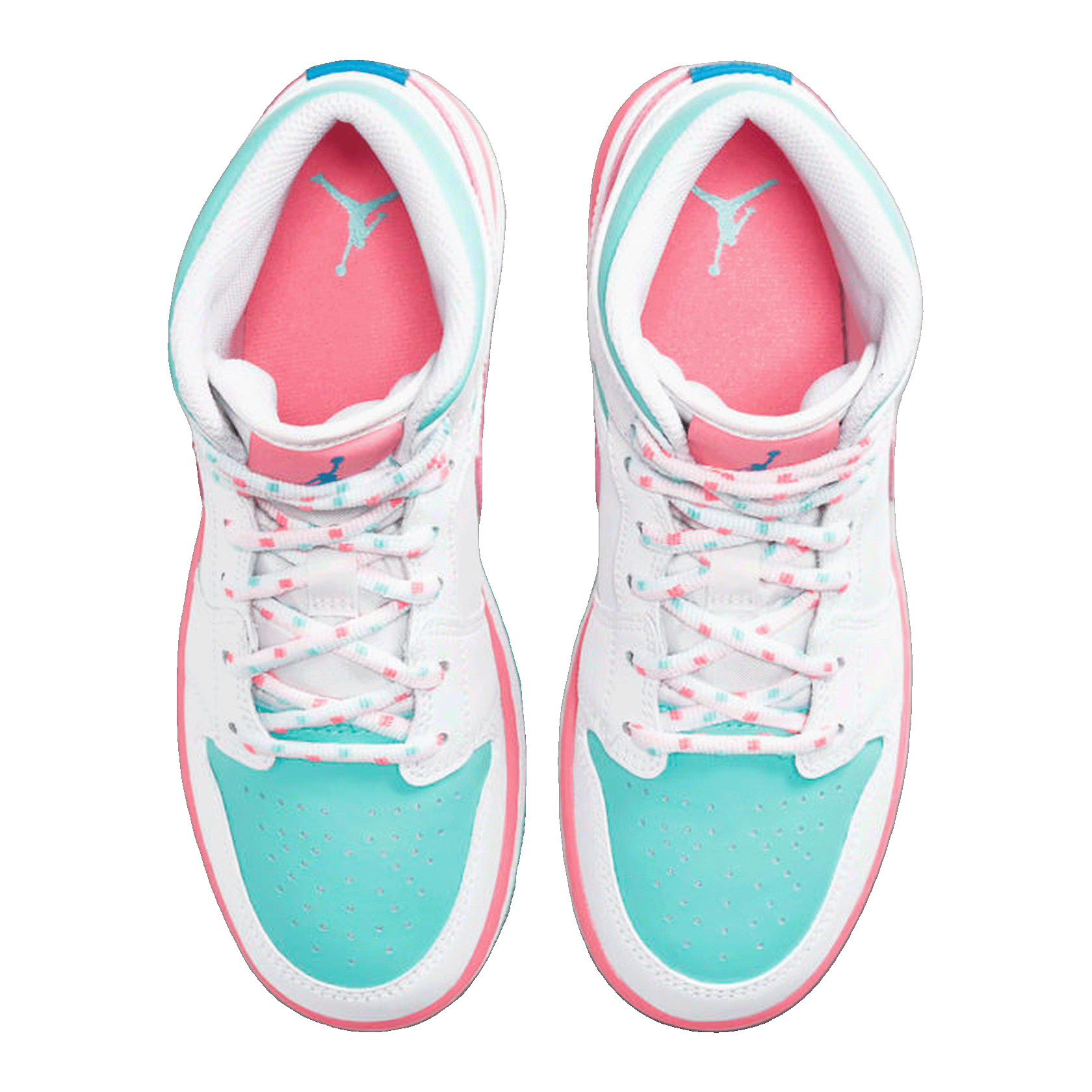 Nike Air Jordan 1 Mid White Pink Green Soar (GS) Oben