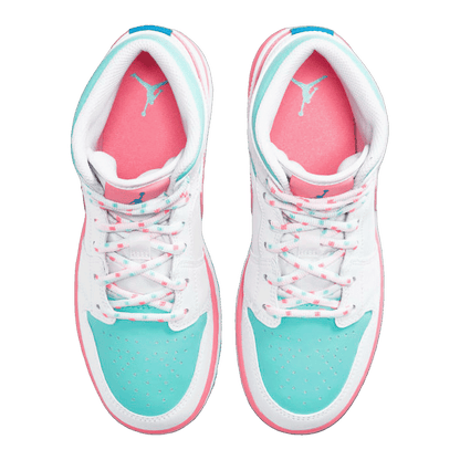 Nike Air Jordan 1 Mid White Pink Green Soar (GS) Oben