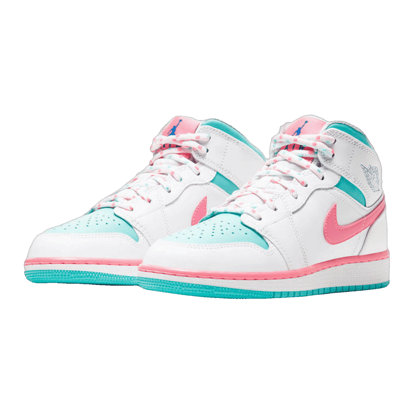 Nike Air Jordan 1 Mid White Pink Green Soar (GS) Side