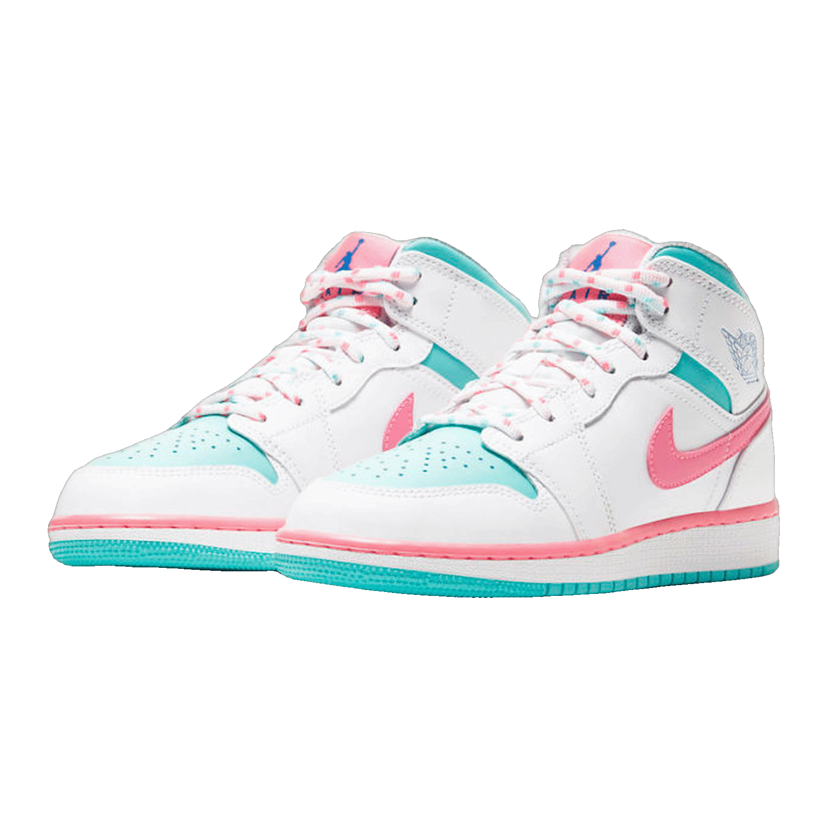 Nike Air Jordan 1 Mid White Pink Green Soar (GS) Side