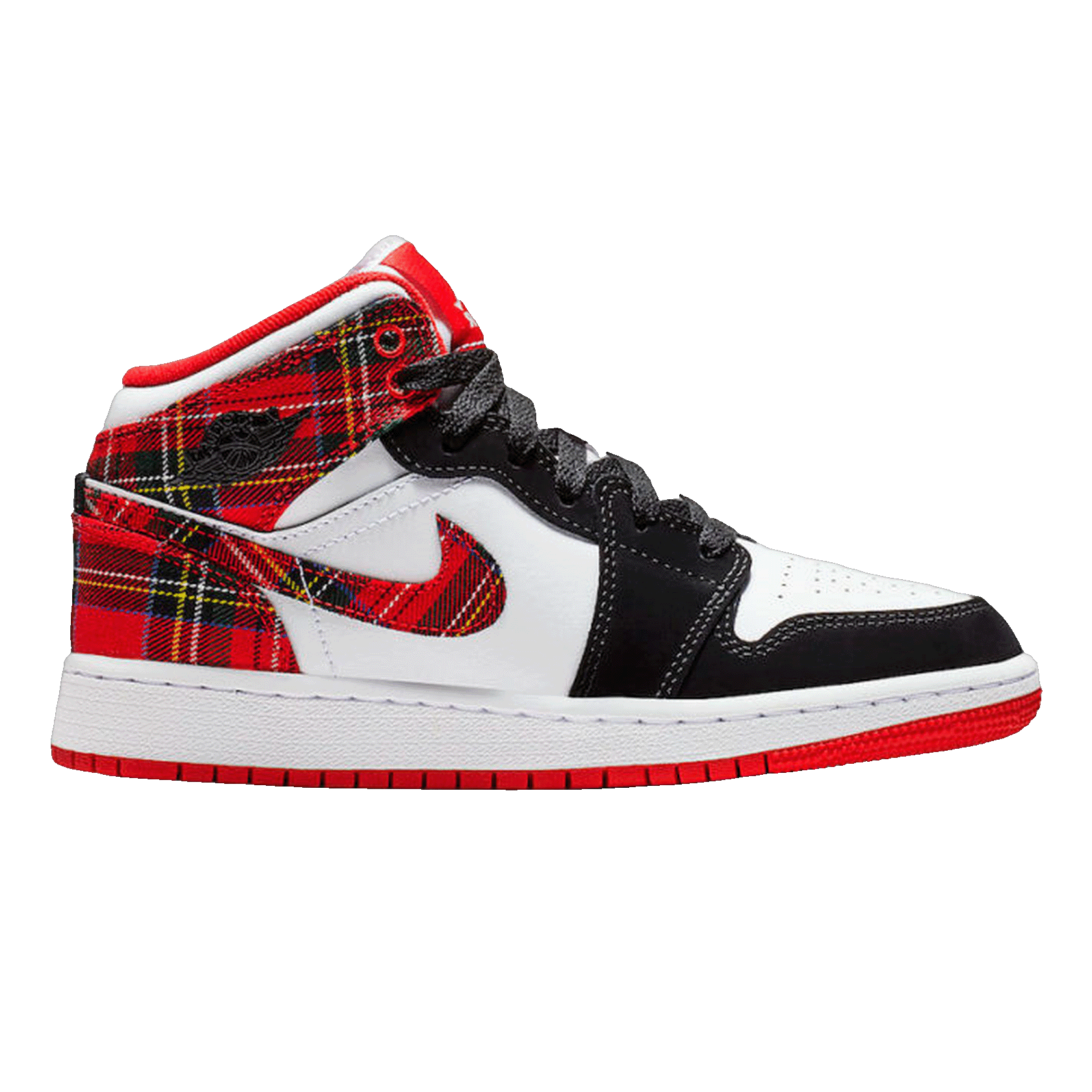 Nike Air Jordan 1 Mid White Plaid (GS)