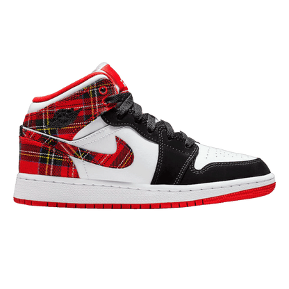 Nike Air Jordan 1 Mid White Plaid (GS)