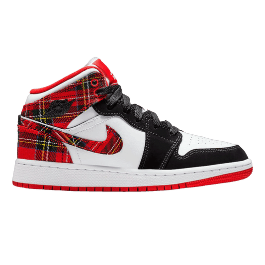 Nike Air Jordan 1 Mid White Plaid (GS)