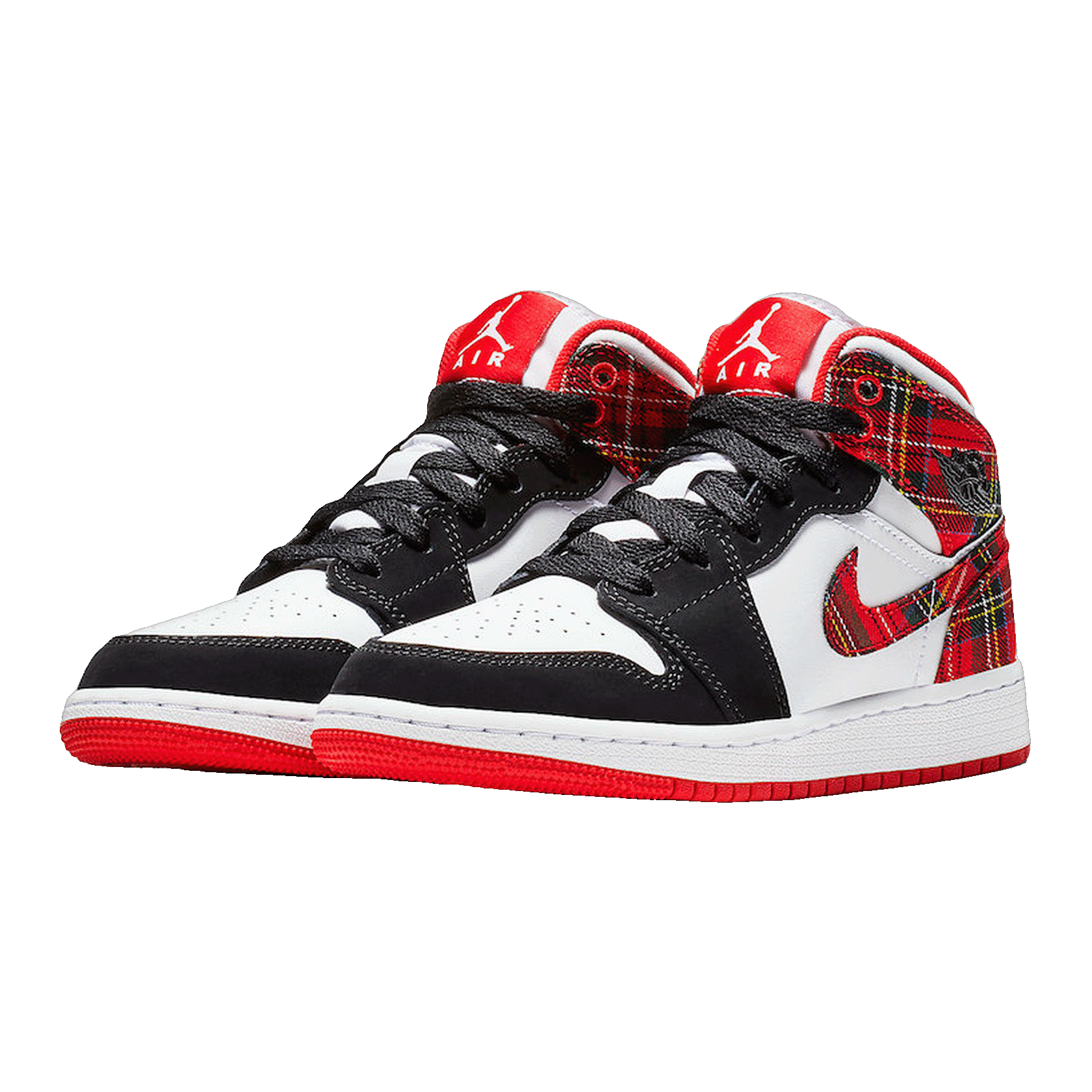 Nike Air Jordan 1 Mid White Plaid (GS) Side