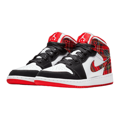 Nike Air Jordan 1 Mid White Plaid (GS) Side