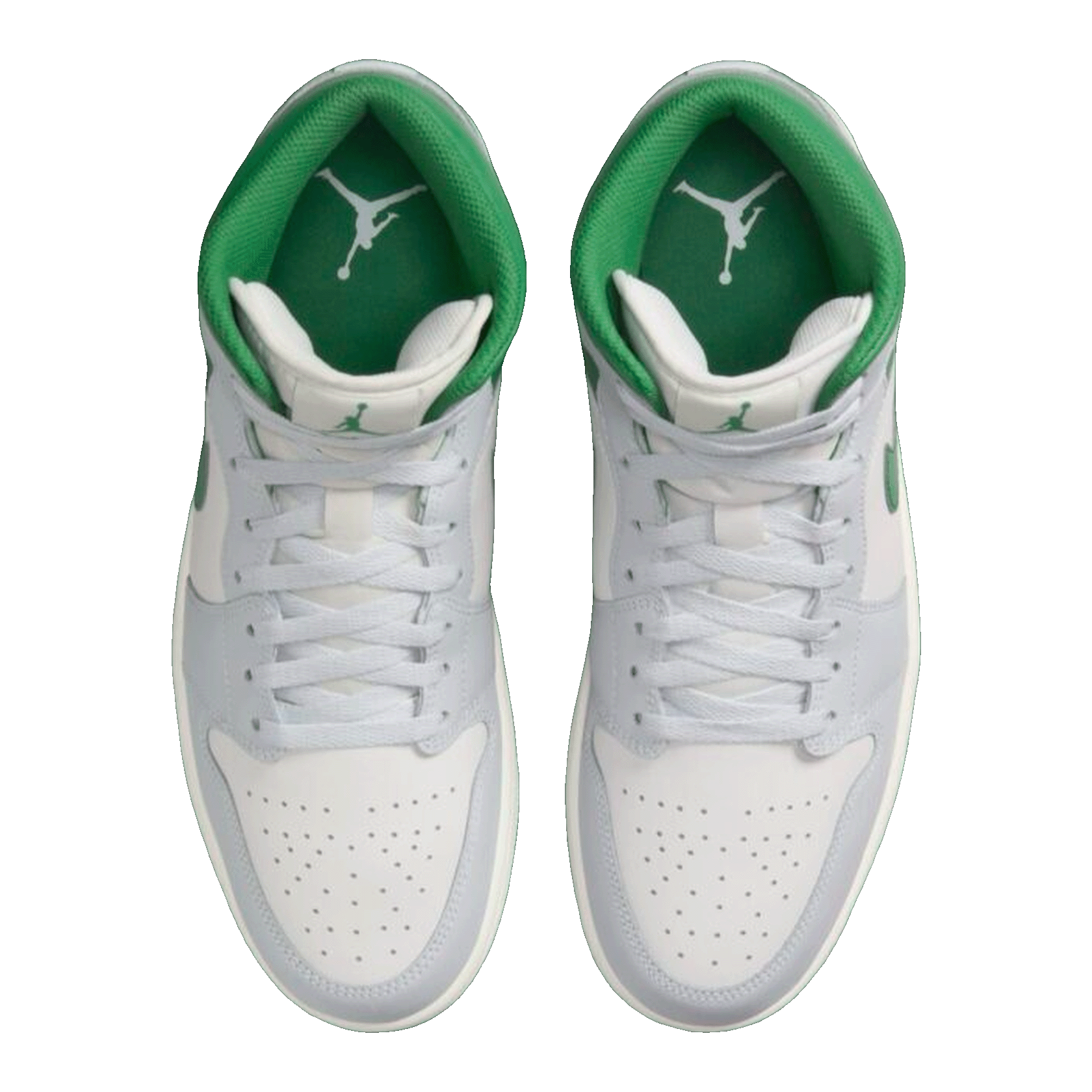 Nike Air Jordan 1 Mid White Pure Platinum Pine Green Oben