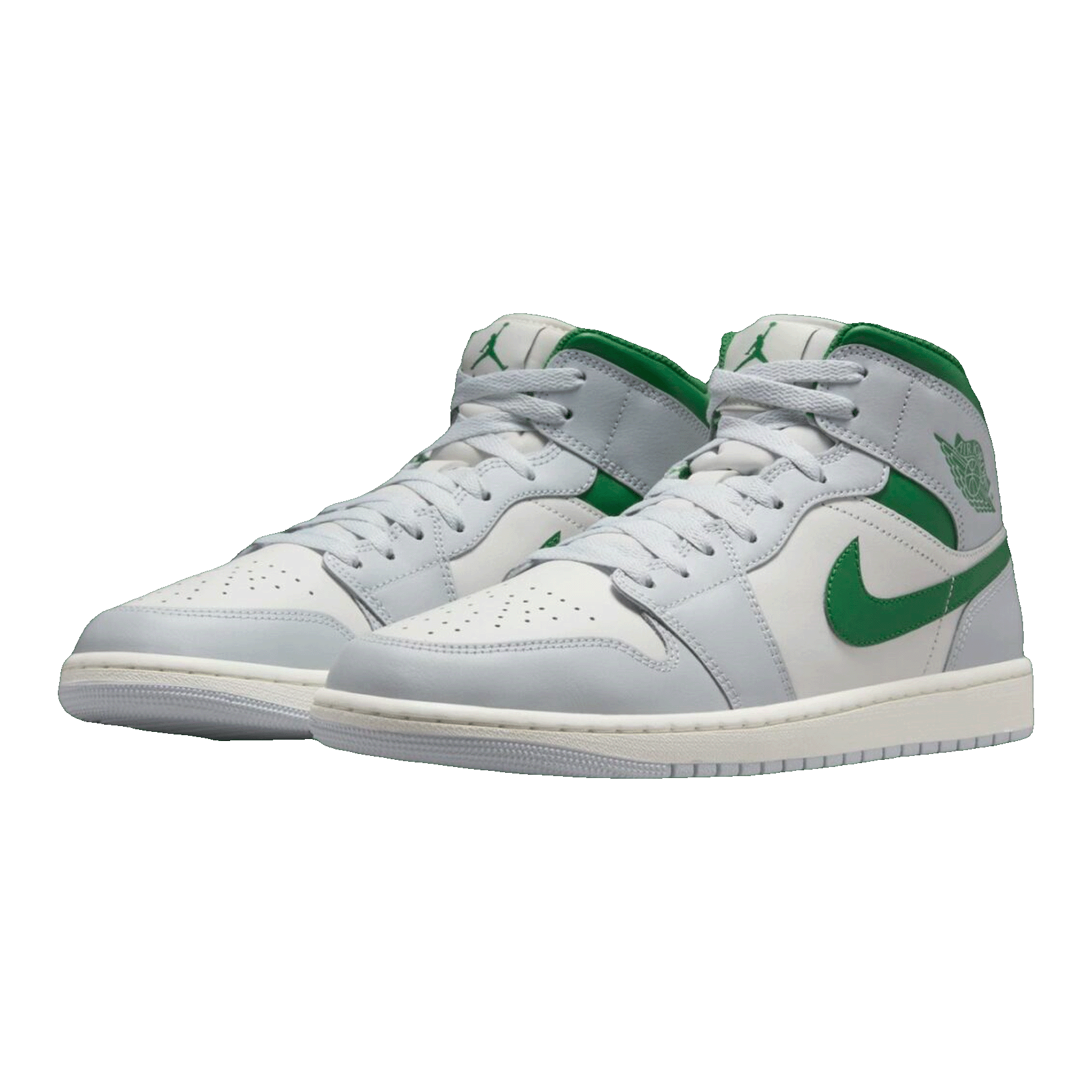 Nike Air Jordan 1 Mid White Pure Platinum Pine Green Side