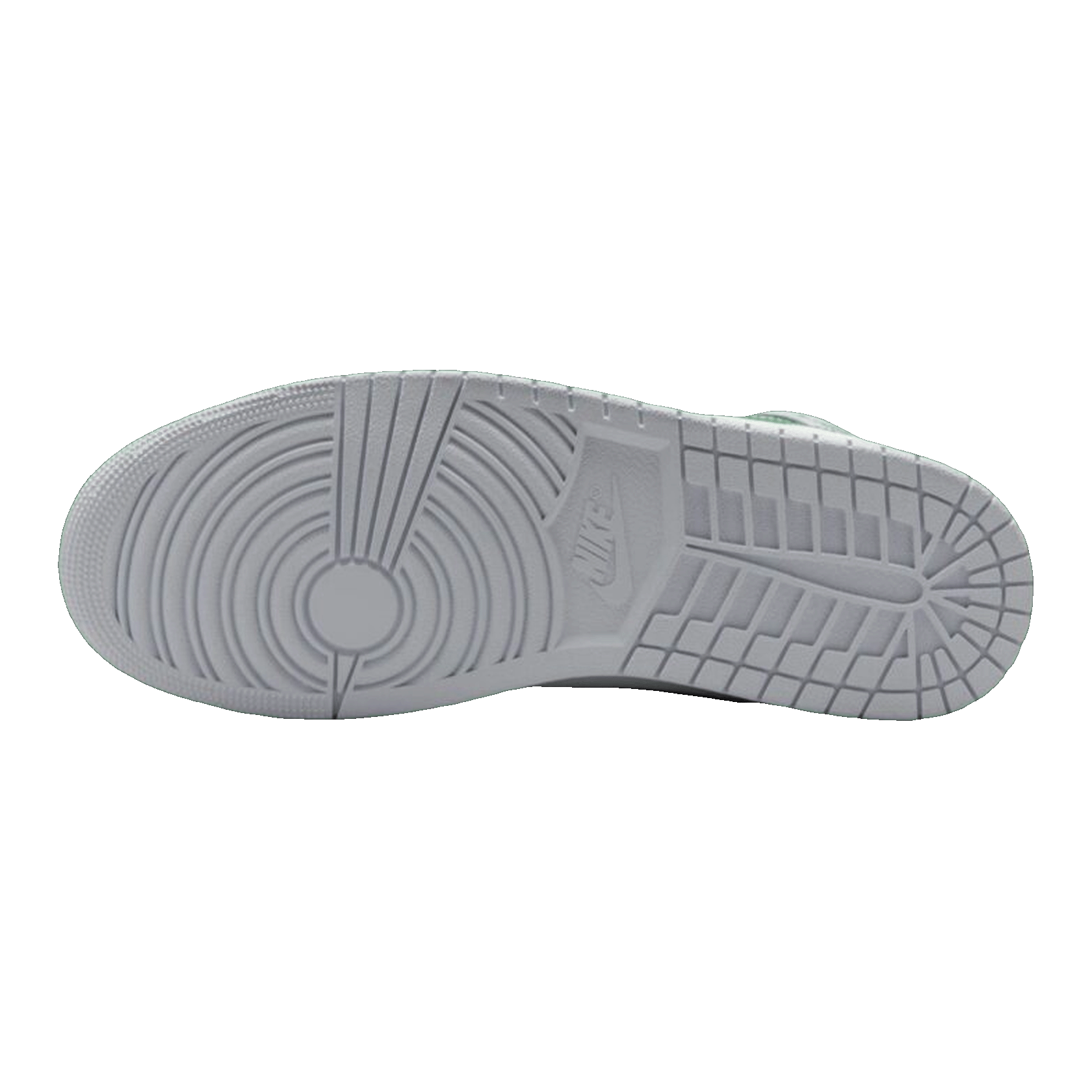 Nike Air Jordan 1 Mid White Pure Platinum Pine Green Sohle