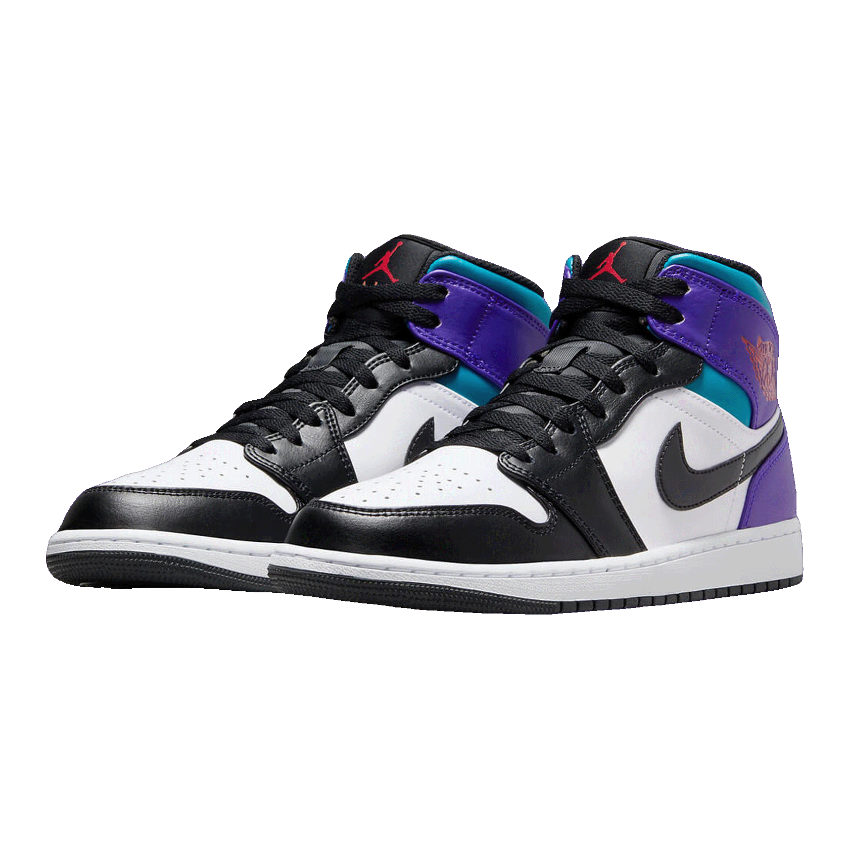 Nike Air Jordan 1 Mid White True Red Aquamarine Black (GS) Side