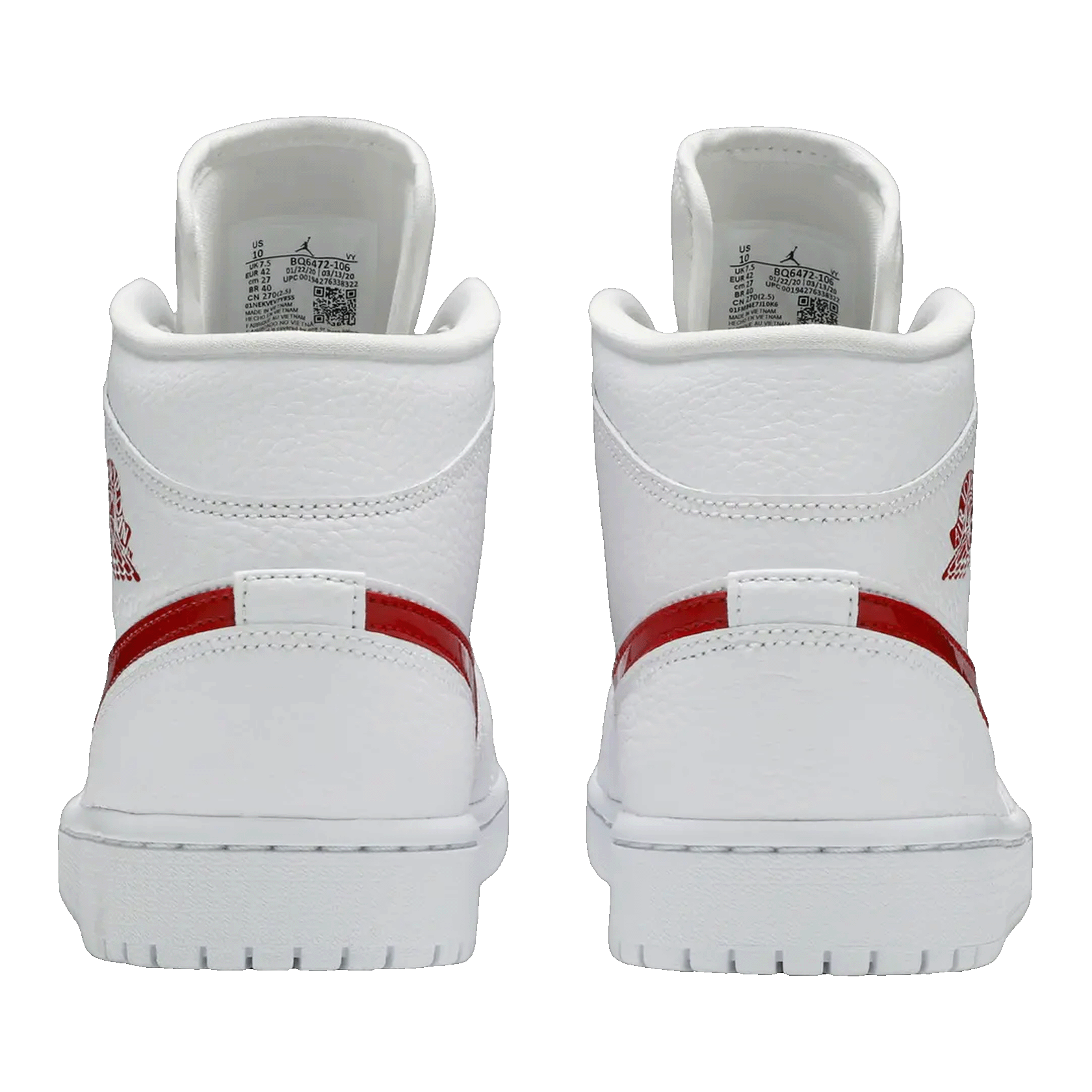 Nike Air Jordan 1 Mid White University Red (W) Back