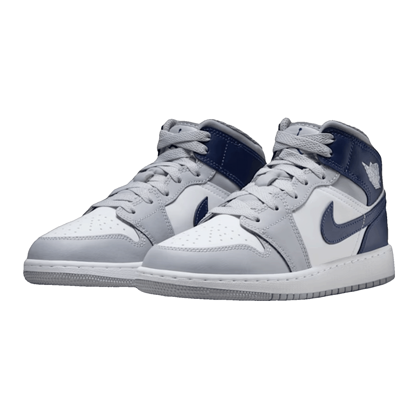 Nike Air Jordan 1 Mid Wolf Grey Midnight Navy (GS) Side