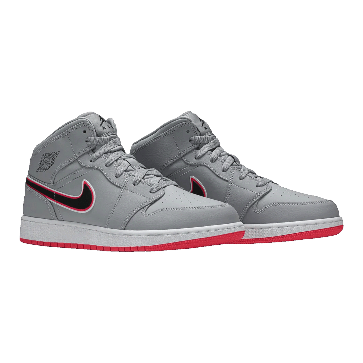Nike Air Jordan 1 Mid Wolf Grey Racer Pink Black (GS) Side