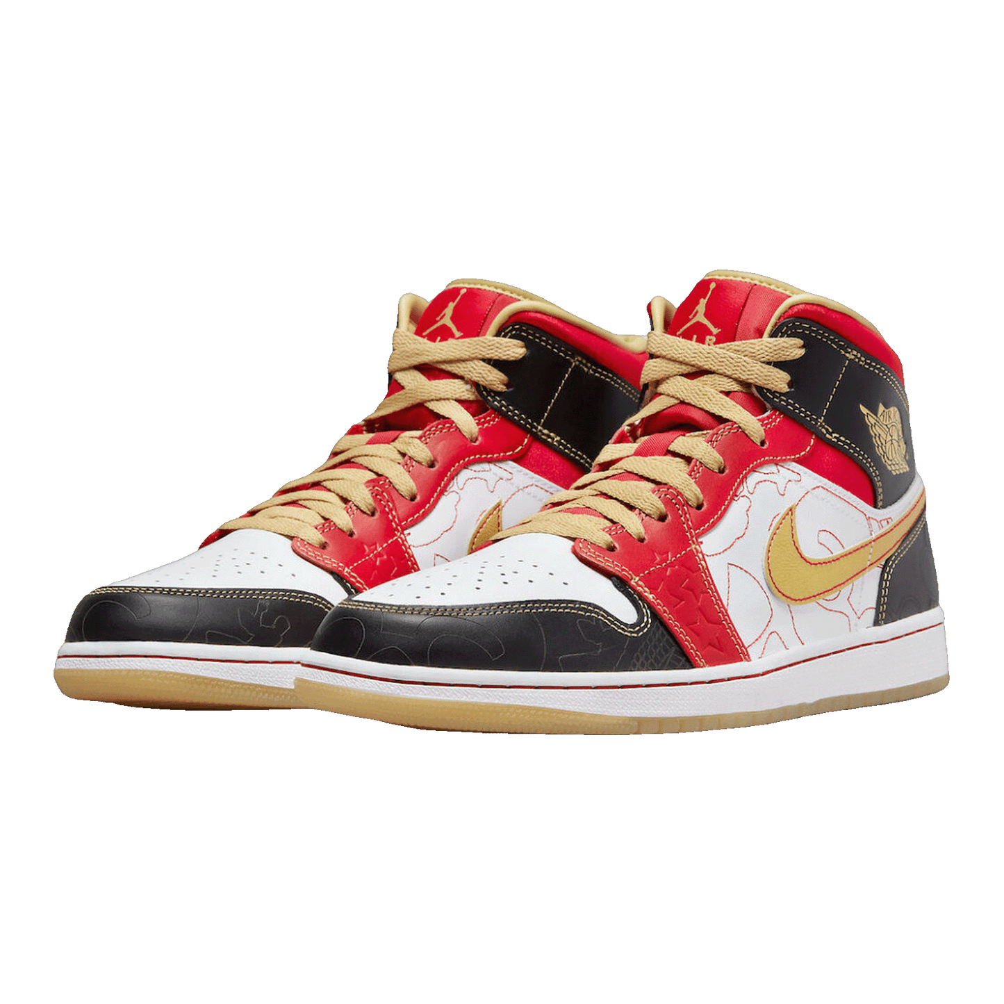 Nike Air Jordan 1 Mid XQ White Black Sport Red Side