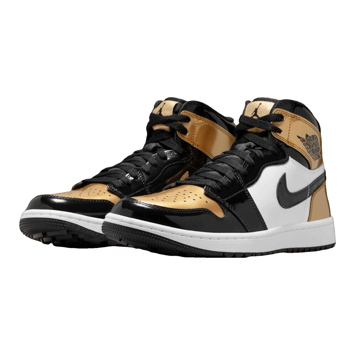 Nike Air Jordan 1 Retro High Golf Patent Gold Toe Side