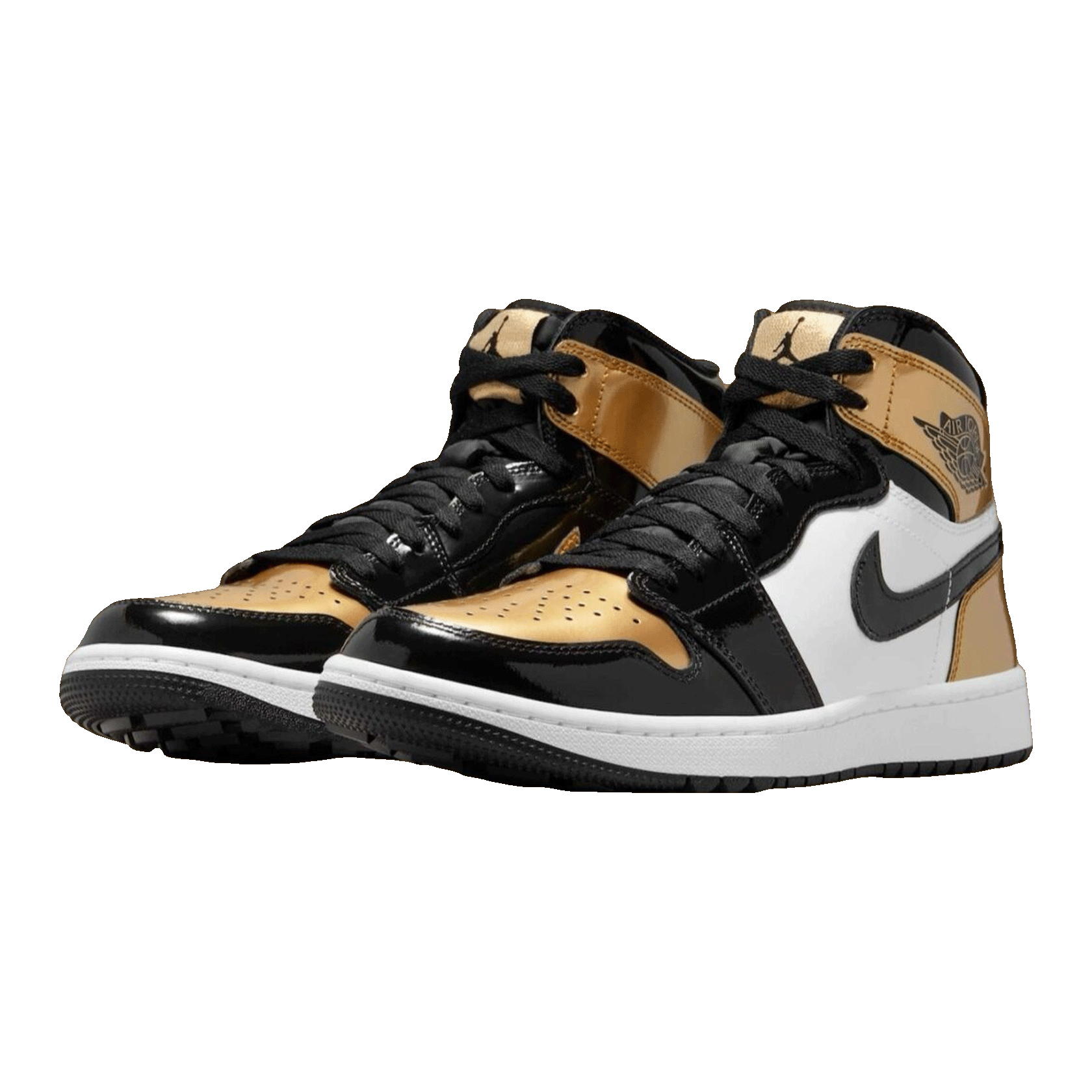 Nike Air Jordan 1 Retro High Golf Patent Gold Toe Side