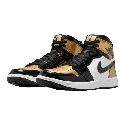 Nike Air Jordan 1 Retro High Golf Patent Gold Toe Side