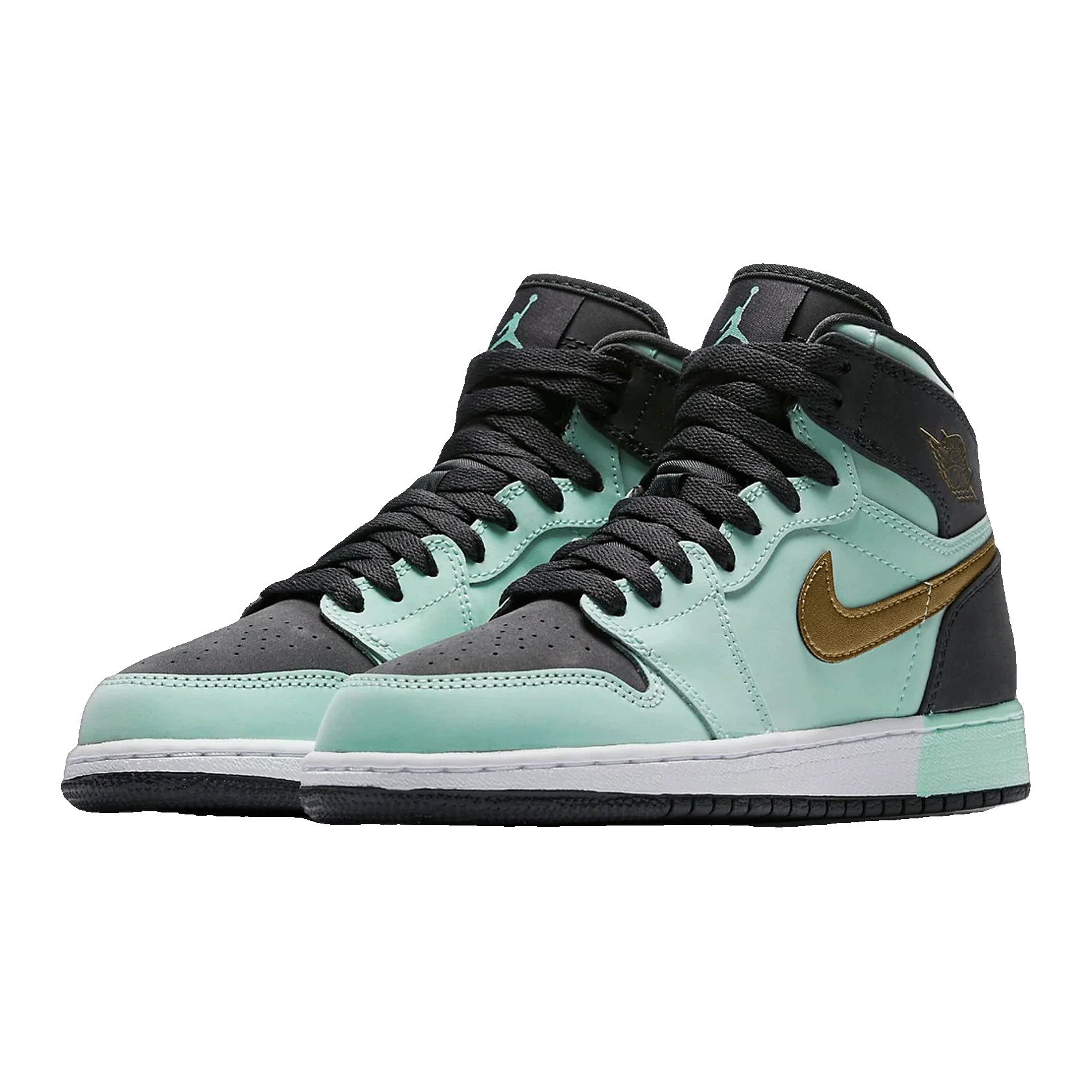 Nike Air Jordan 1 Retro High Mint Foam Anthracite Metallic Gold (GS) Side
