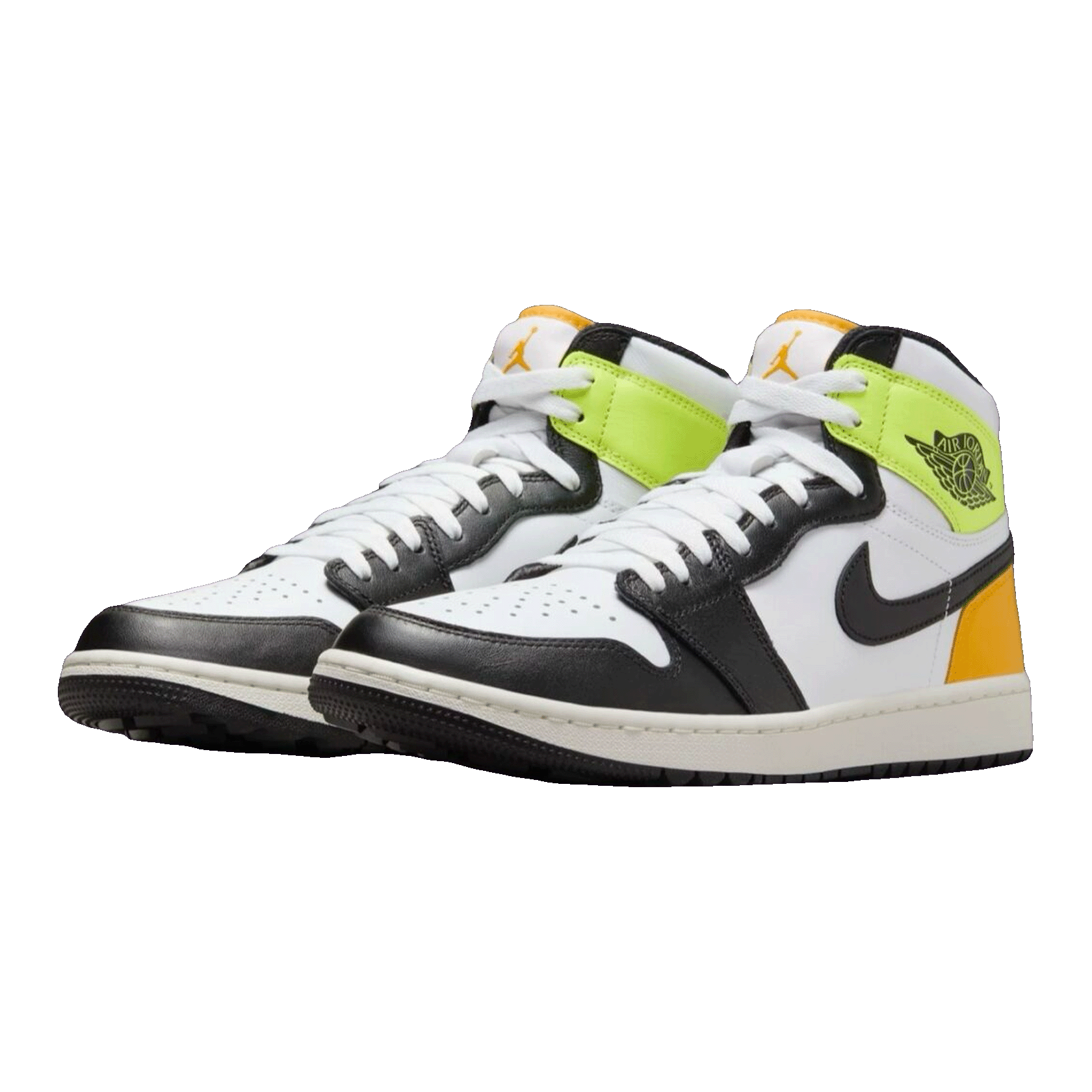 Nike Air Jordan 1 Retro High White Black Volt University Gold (GS) Side