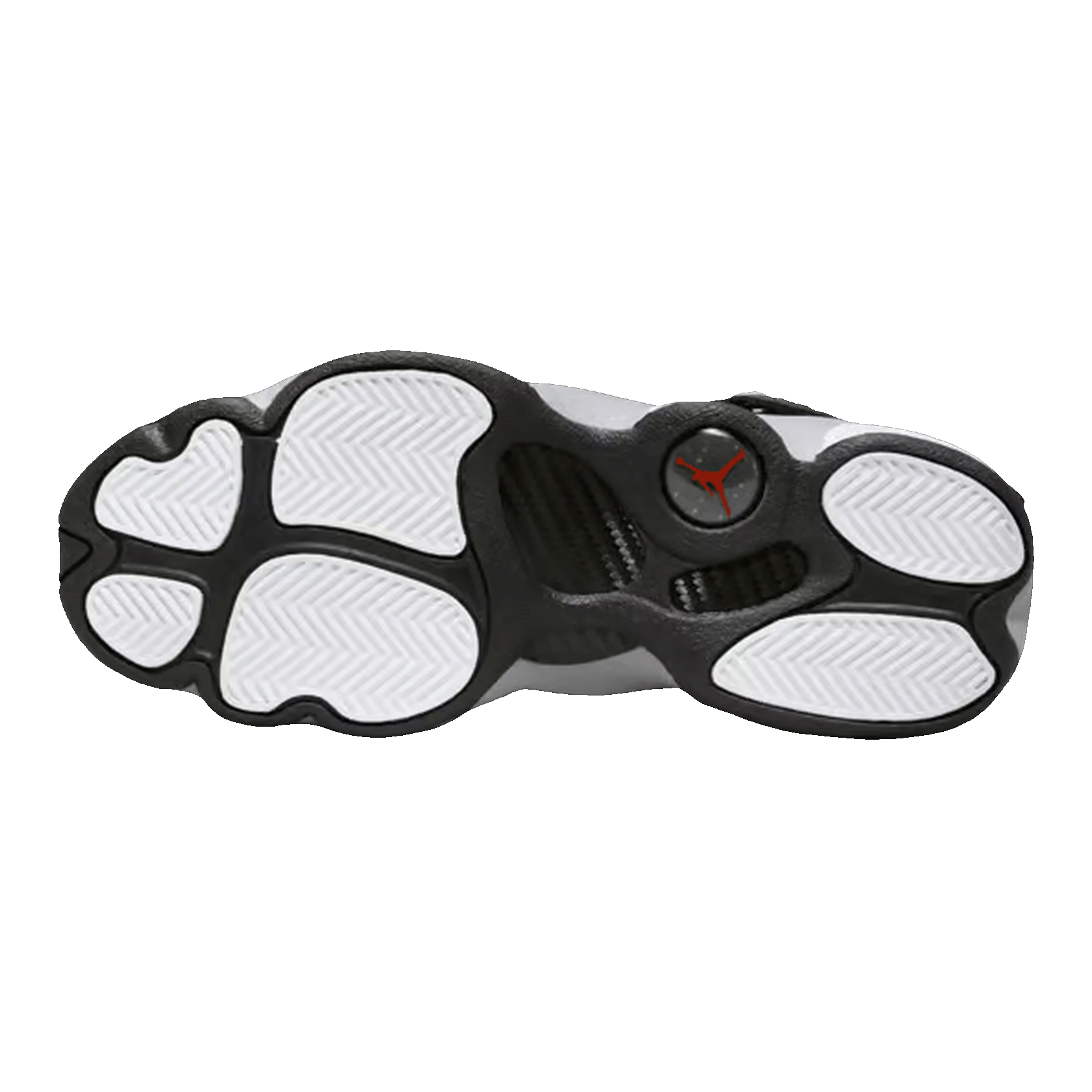 Nike Air Jordan 6 Rings Black White Metallic Silver Fire Red (GS) Sohle