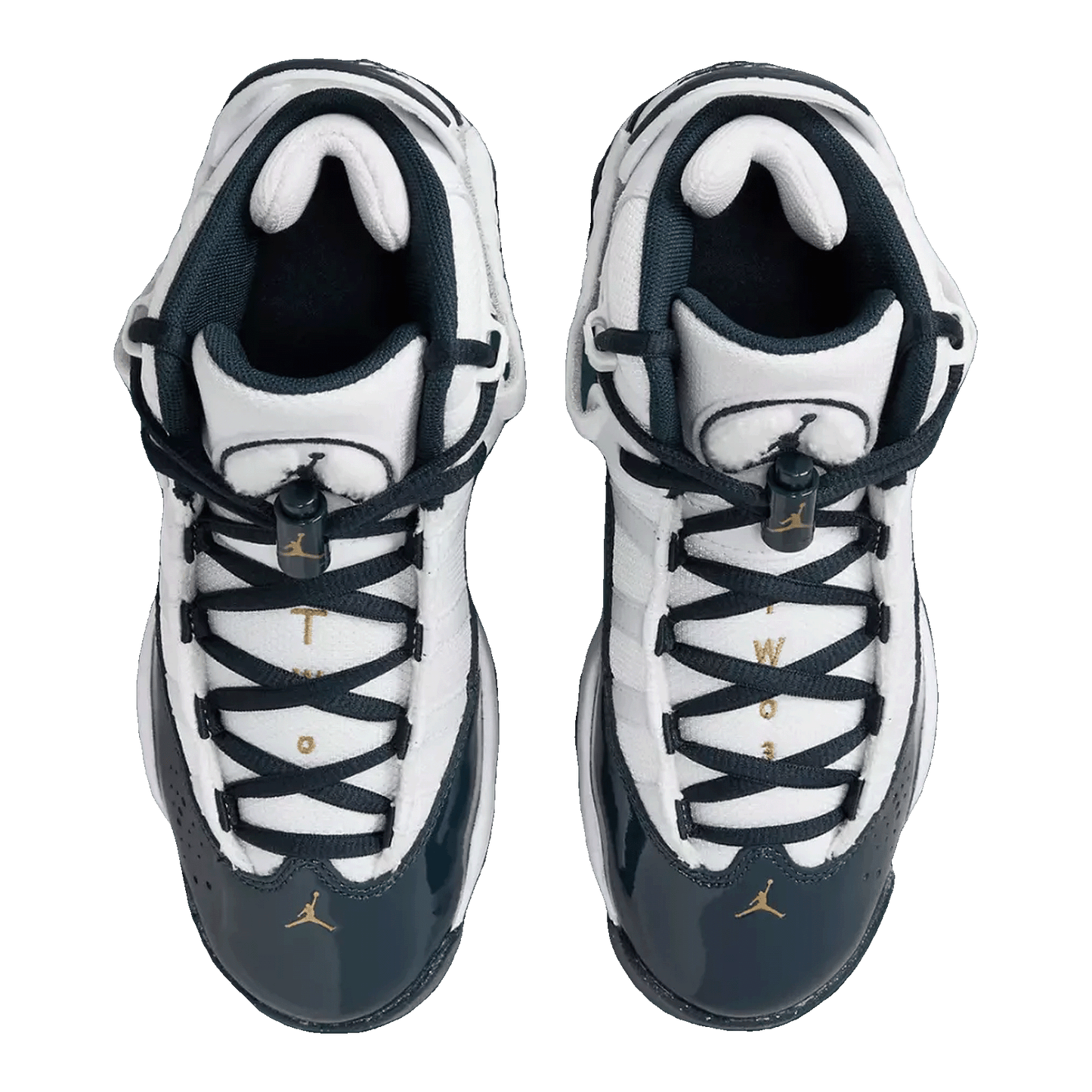 Nike Air Jordan 6 Rings White Metallic Gold Armory Navy (GS) Oben 323419-147