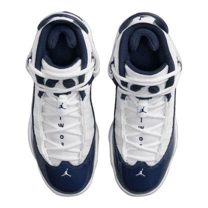 Nike Air Jordan 6 Rings White Midnight Navy (GS) Oben 323419-124