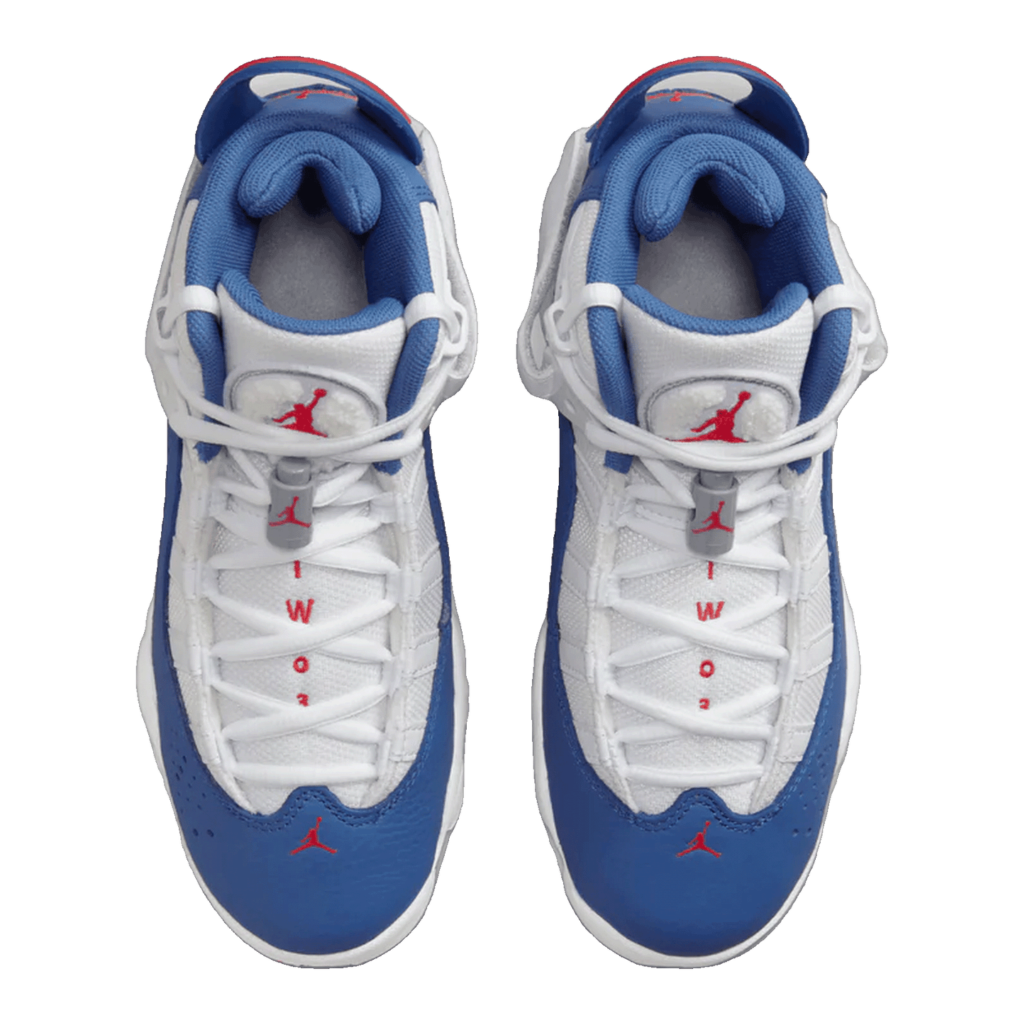 Nike Air Jordan 6 Rings White University Red Light Steel Grey True Blue (GS) Oben 323419-140