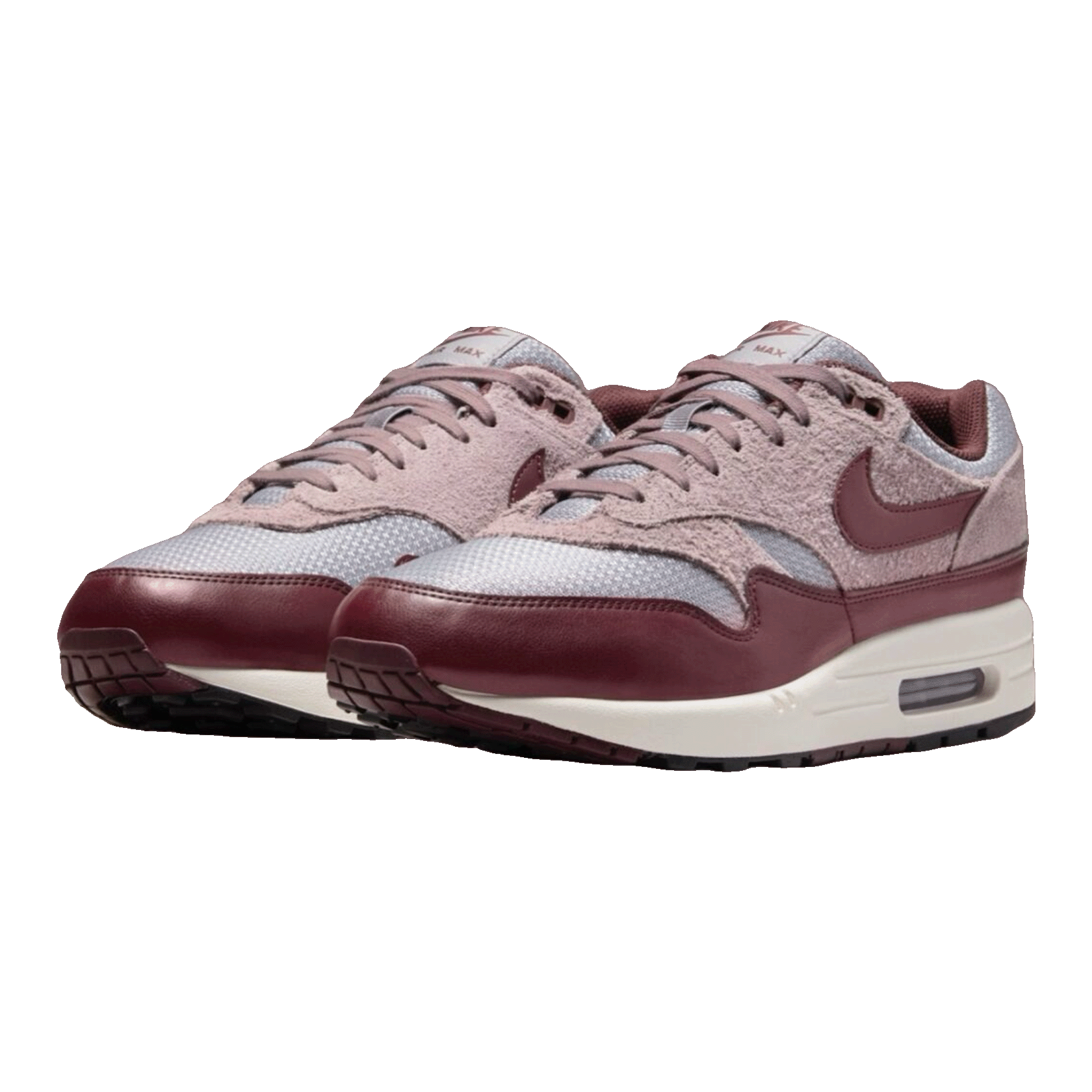 Nike Air Max 1 Essential PRM Cement Grey Burgundy Crush Side