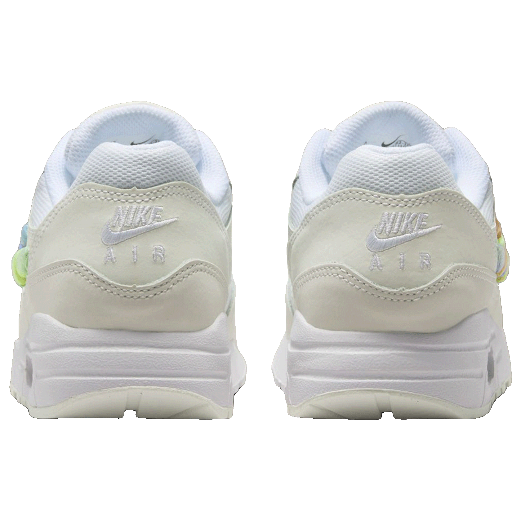 Nike Air Max 1 SE White Rainbow Lace Swoosh (GS) Back