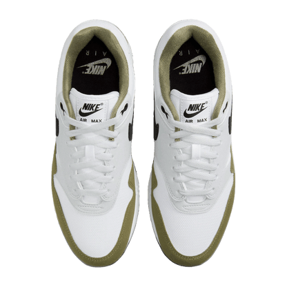 Nike Air Max 1 White Black Medium Olive Oben