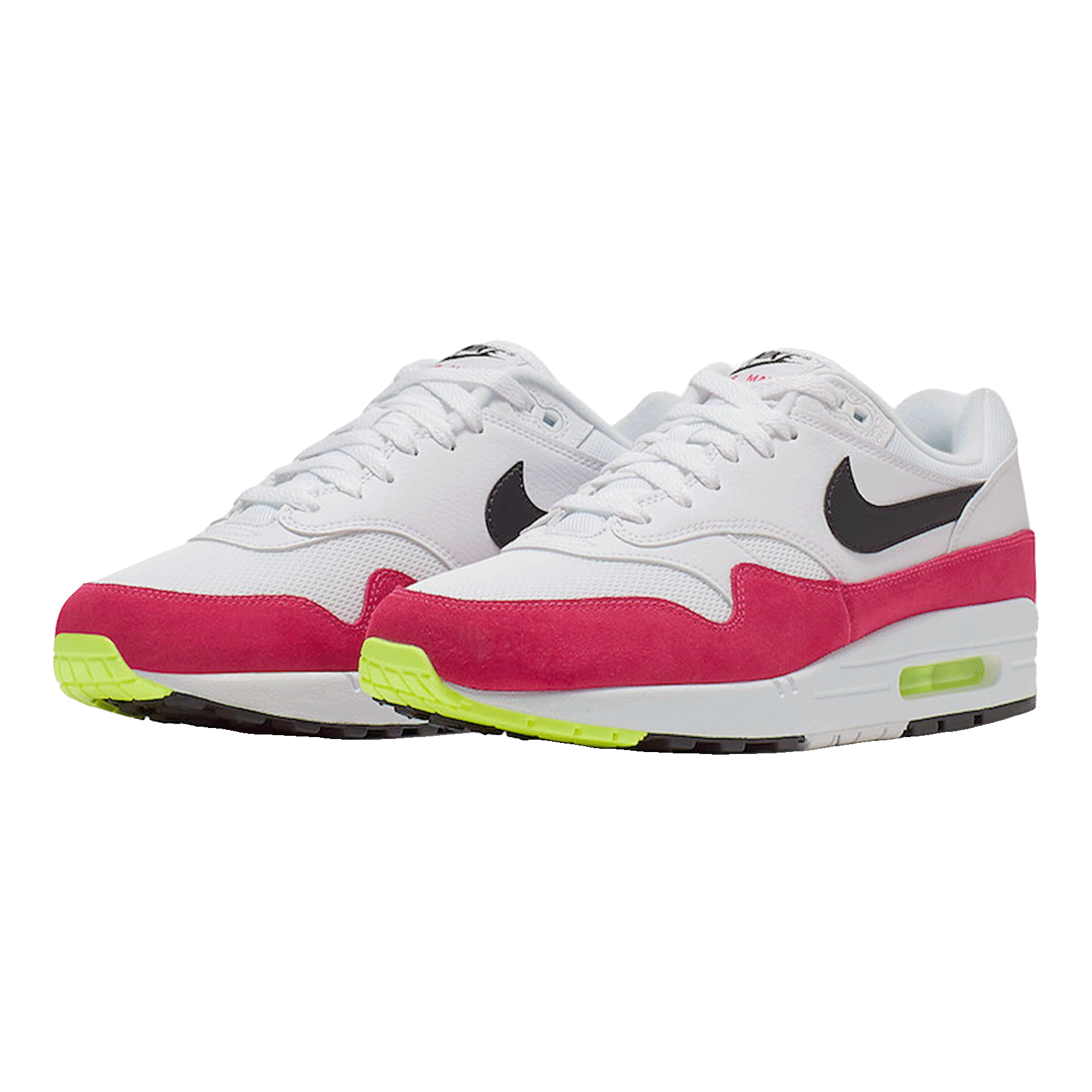 Nike Air Max 1 White Black Volt Rush Pink Side