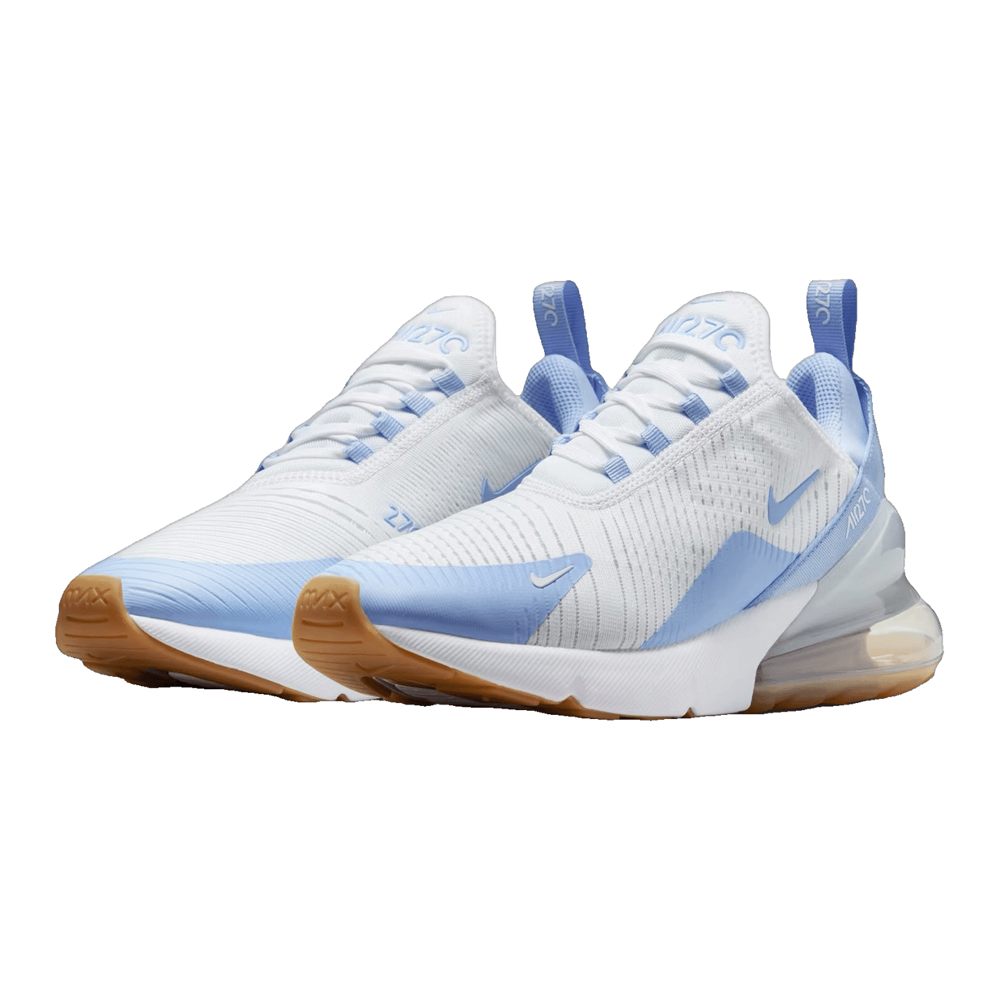 Nike Air Max 270 White Blue Tint Gum Light Brown Aluminum (W) Side HJ3222-103