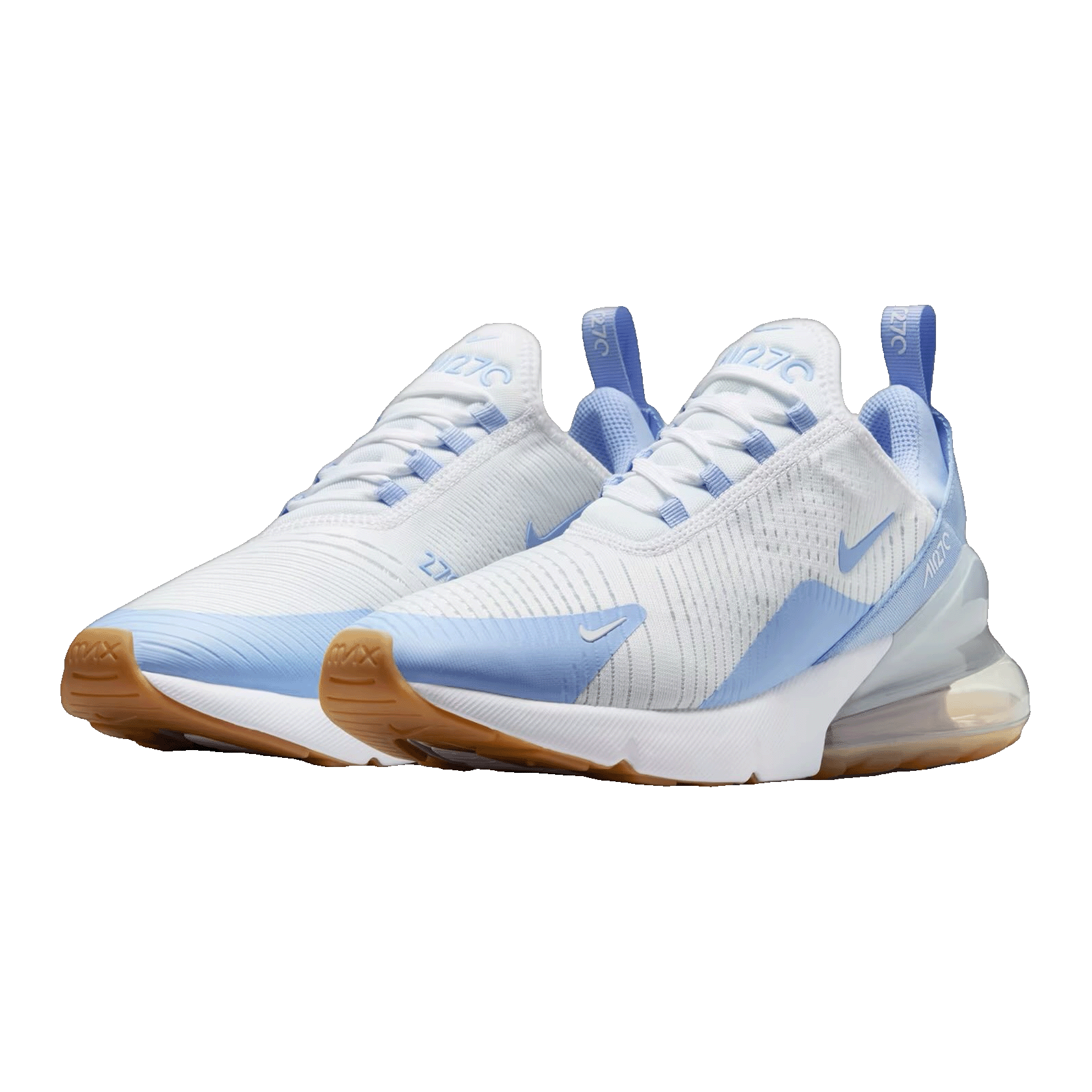 Nike Air Max 270 White Blue Tint Gum Light Brown Aluminum (W) Side HJ3222-103