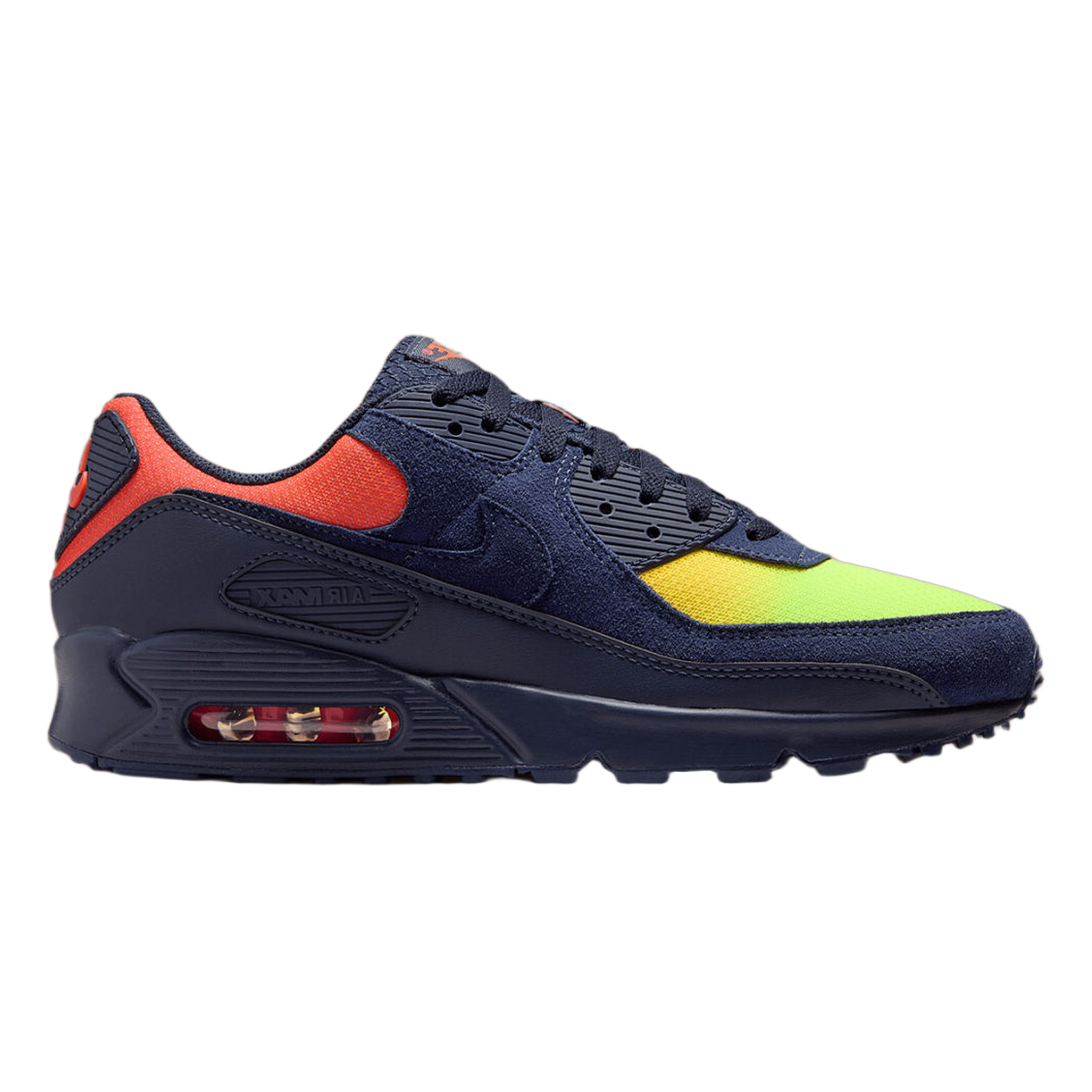 Nike Air Max 90 Blackened Blue Lemon Venom Hyper Crimson Gradient DM0029-700