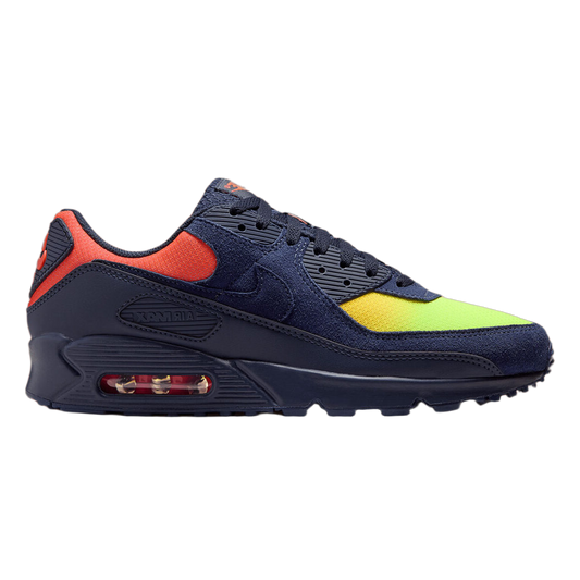 Nike Air Max 90 Blackened Blue Lemon Venom Hyper Crimson Gradient DM0029-700
