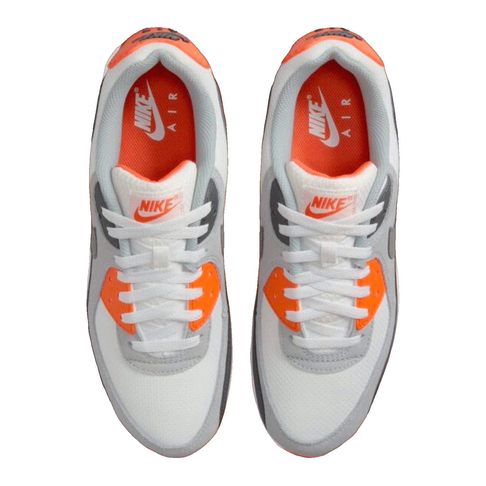 Nike Air Max 90 Summit White Safety Orange Dark Smoke Grey Smoke Grey Oben DM0029-108