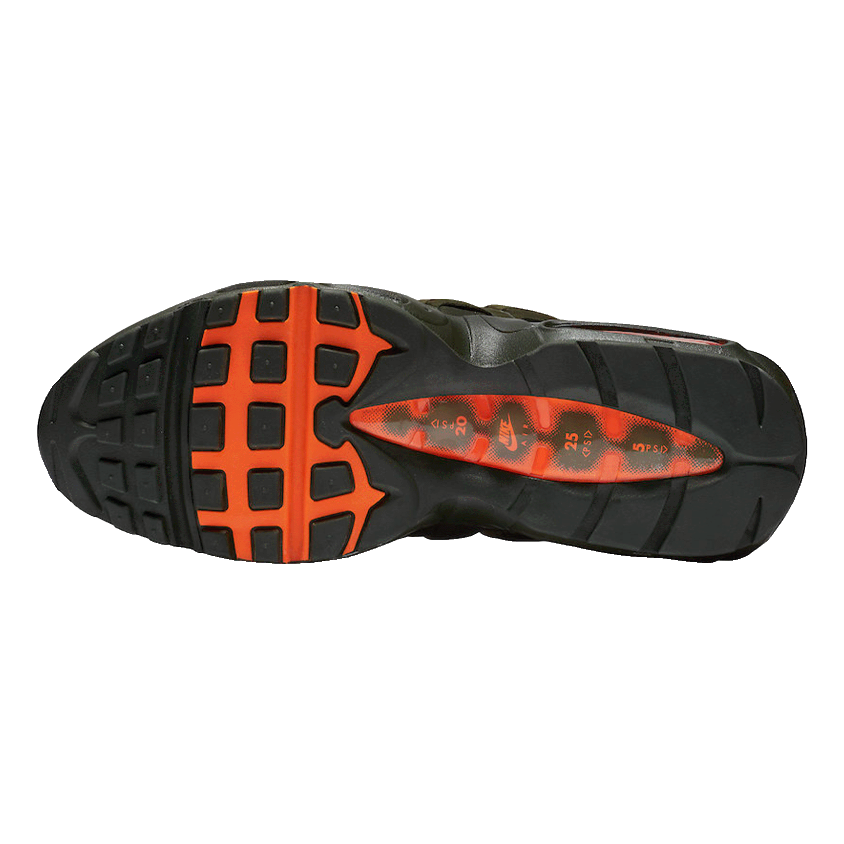Nike Air Max 95 OG Neutral Olive Total Orange Sohle