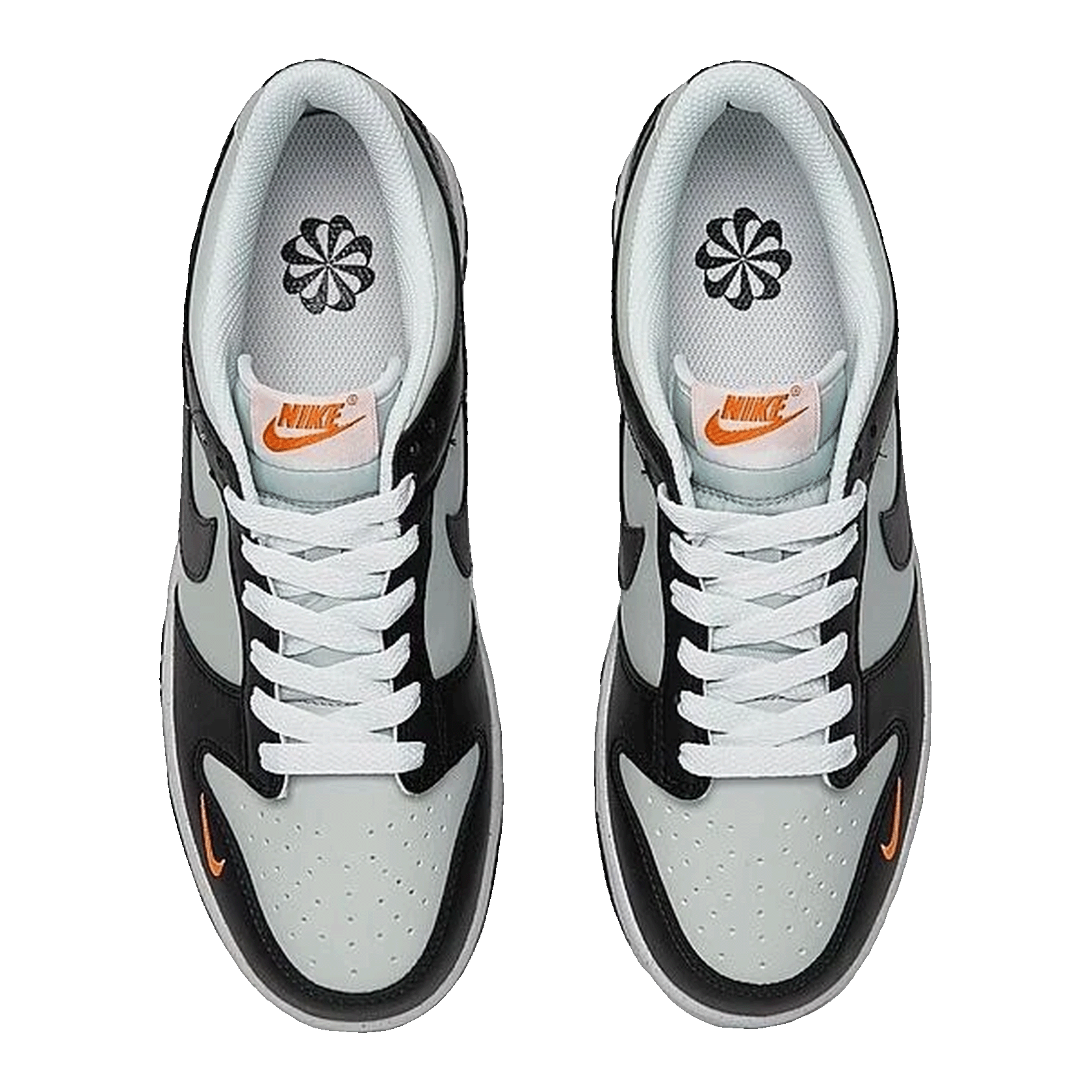 Nike Dunk Low Black Bright Mandarin Mini Swoosh (GS) FN7784-001