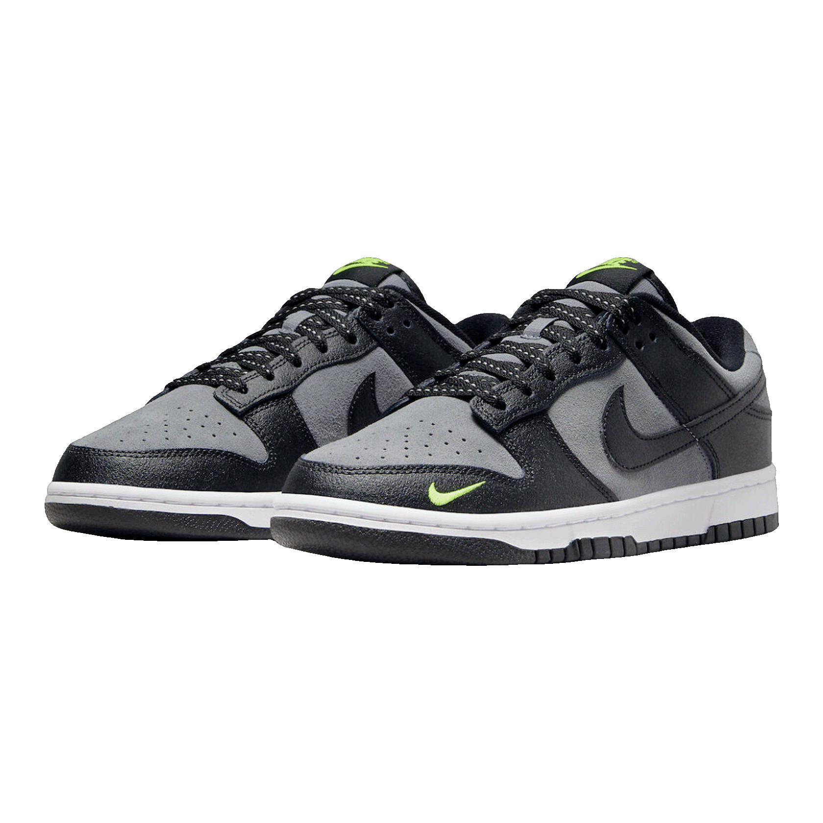 Nike Dunk Low Black Cool Grey Volt Mini Swoosh FQ2205-001