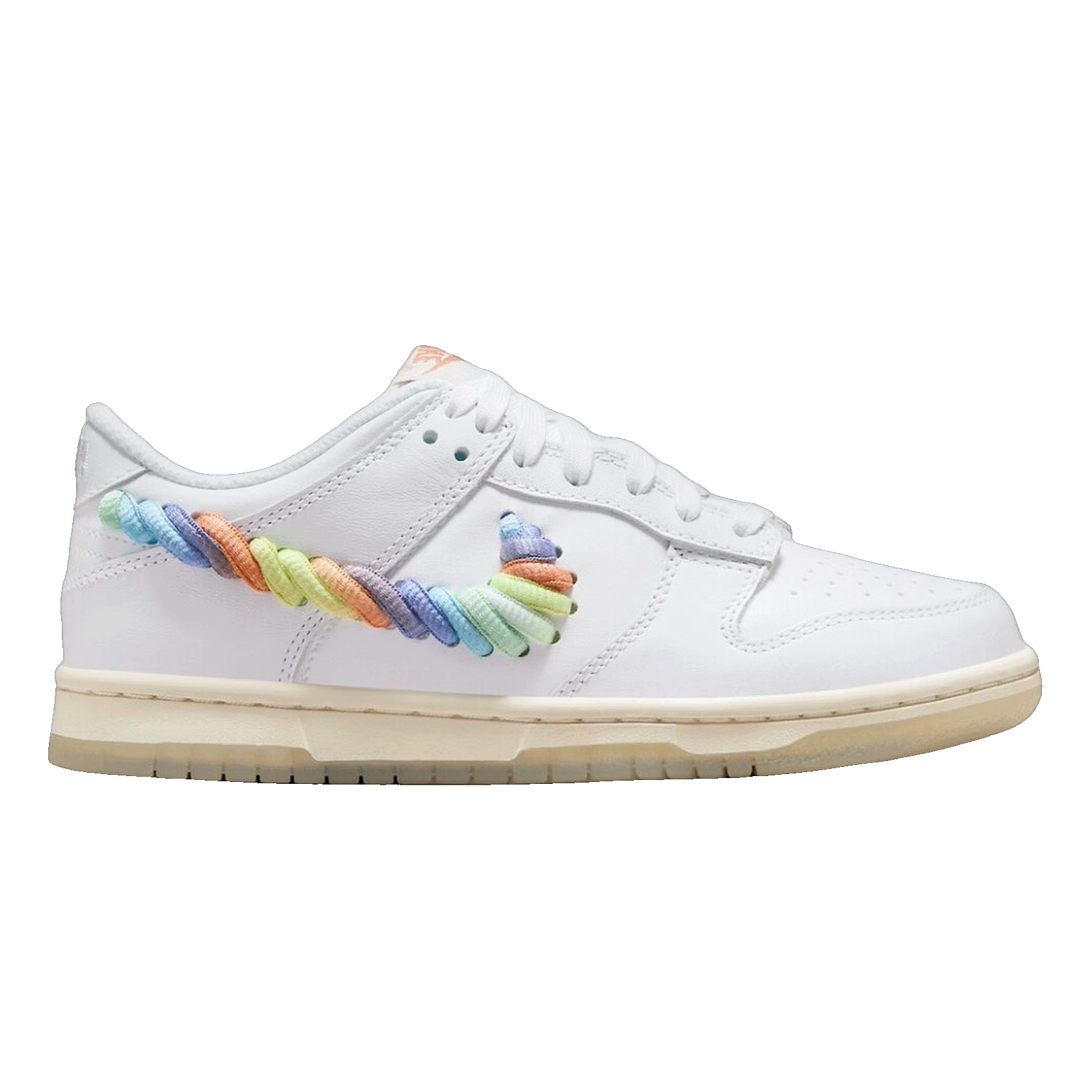 Nike Dunk Low SE Rainbow Lace Swoosh White (GS) FN4861-100