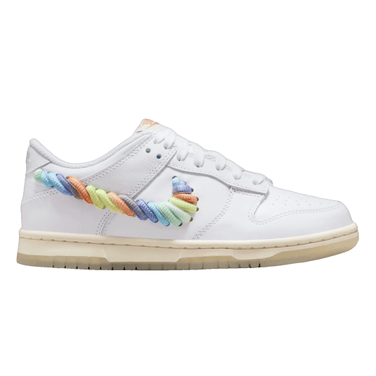 Nike Dunk Low SE Rainbow Lace Swoosh White (GS) FN4861-100